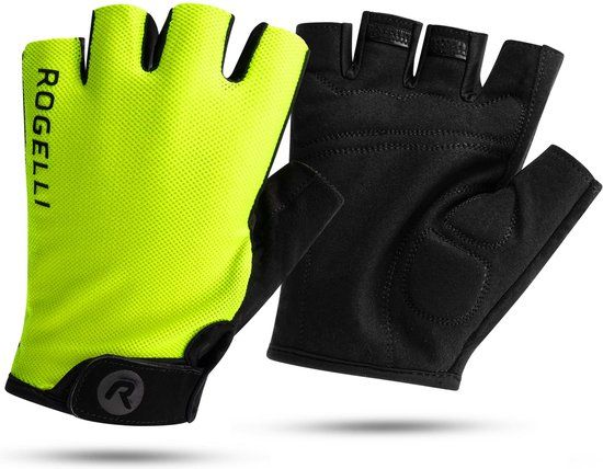 Rogelli Core Summer Cycling Gloves Men - Short Finger - Padding - Fluorescent Yellow - Size M