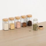 5five Five® Vierkante kruidenpotjes 120 ml (6 st.) bamboe deksel - Transparant - Bamboe