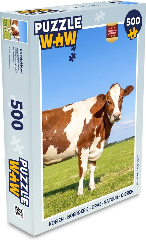 MuchoWow Puzzel Koeien - Boerderij - Gras- Natuur - Dieren - Legpuzzel - Puzzel 500 stukjes - Sinterklaas cadeautjes - Sinterklaas voor grote kinderen