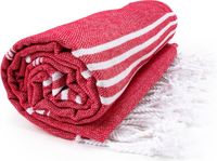 The One Towelling Hamam Sultan handdoek - 100 x 180 cm - Rood/Wit
