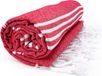 The One Towelling Hamam Sultan handdoek - 100 x 180 cm - Rood/Wit