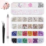 5000 stuks parels, strass-steentjes, nagelkunst, 4 dozen decoraties, nagelstenen voor nagelkunst, inclusief waxstift en strass-picker