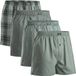 DANISH ENDURANCE Boxershorts Coton biologique Homme Sous-vêtements - Braguette boutonnée - Lot de 4 - Vert/Rayé Mix - Taille M
