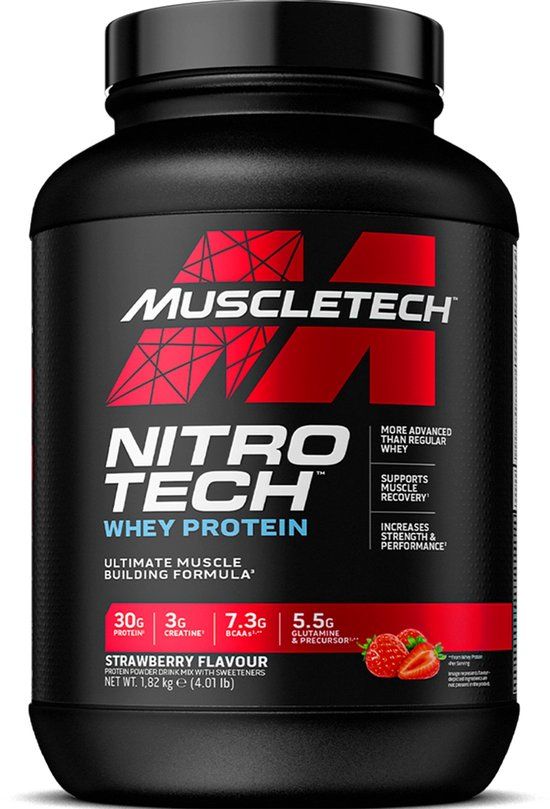 Muscletech Performance Series Nitro-Tech (4lbs) Strawberry - Eiwitten - Wei-eiwit Mix