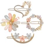 YouBella Nieuwste Koreaanse modestijl bloem slot haarclip speld haaraccessoires set voor vrouwen en meisjes (4 stuks veelkleurig)