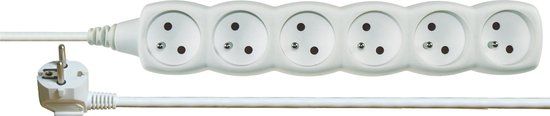Emos 1902060200, Basis, Wit, 6 AC-uitgang(en), 2 m, 250 V, 10 A