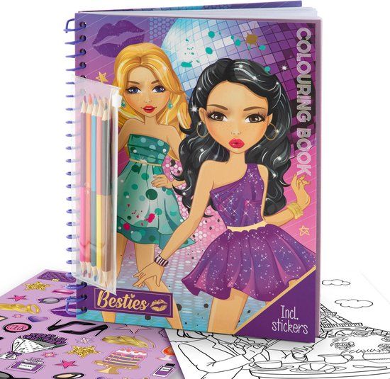 Besties Kleurboek Met Kleurpotloden - Inclusief Stickers - 30 Kleurplaten - A4