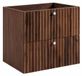 3xE living Meuble de salle de bain avec découpe pour lavabo, 60 cm de large, chêne avec placage noyer, poignées en trois couleurs, dimensions : 60 x 44,4 x 57 cm