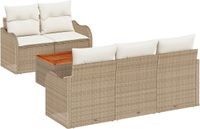 vidaXL Tuinbank Set 6-delig Beige Polyrotan