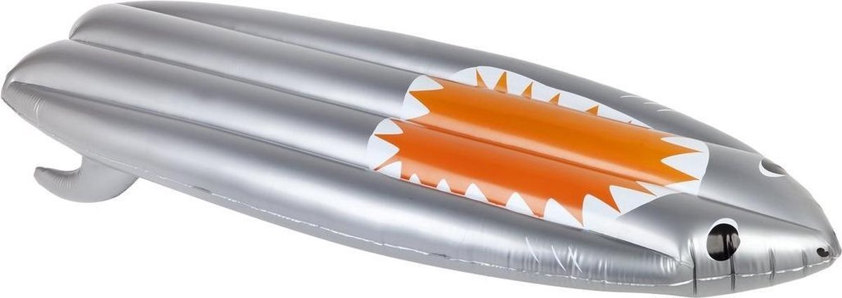 Sunnylife Luchtbed Surfplank Haai 150 Cm Pvc Zilver/oranje