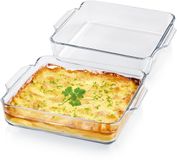 Gourmetmaxx Glazen Ovenschaal Set van 2 - 1500 ml per stuk - Rechthoekig - Transparant