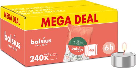 Bolsius - Waxinelichtjes - 240 Stuks - Wit - 6 branduren