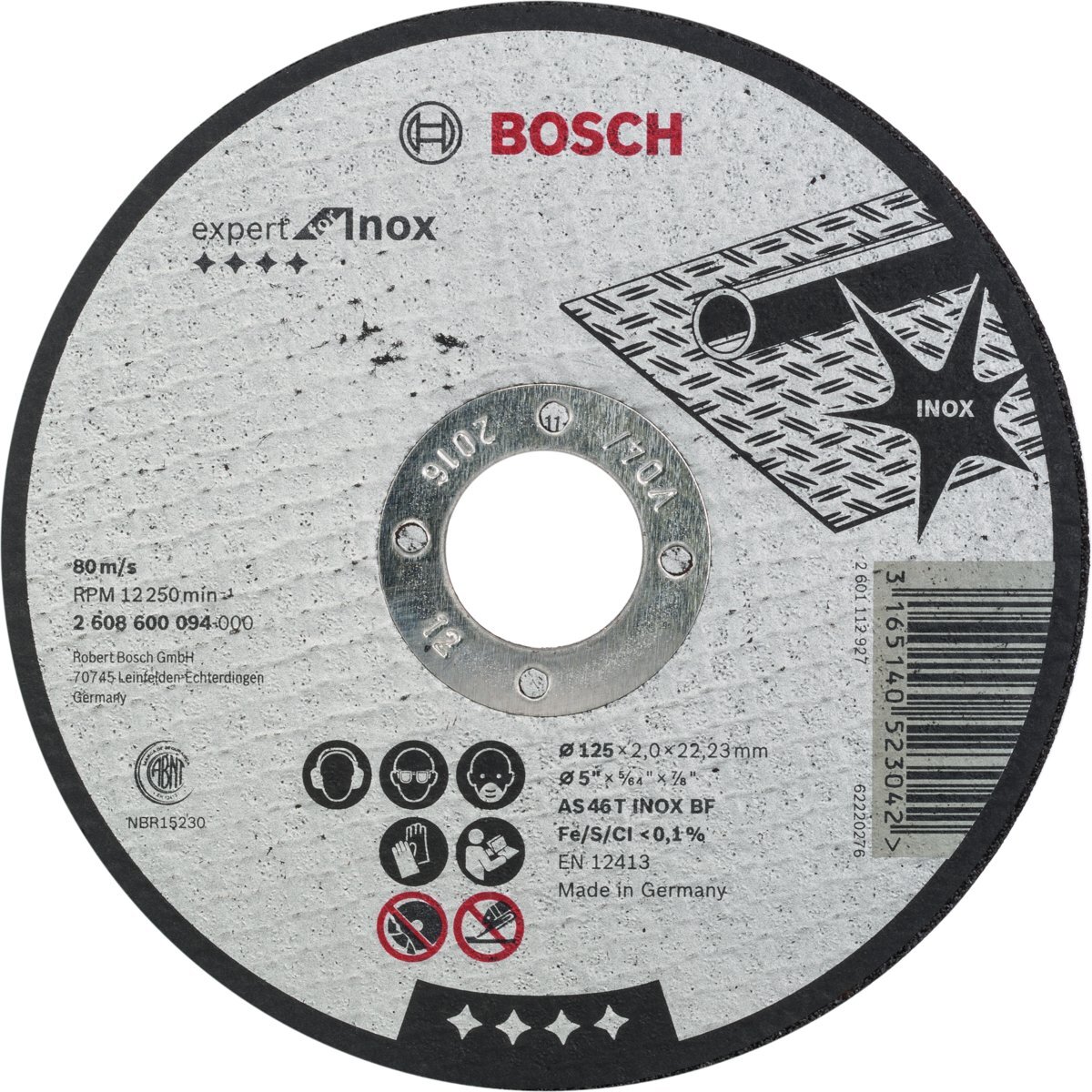Bosch Bosch - Doorslijpschijf recht Expert for Inox AS 46 T INOX BF, 125 mm, 22,23 mm, 2,0 mm