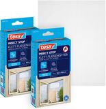 tesa INSECT STOP H&L Fly Screen for Window - hor met klittenband, op maat snijden, zonder boren, wit - 2x 150 x 180 cm