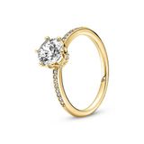 Pandora Dames Ring Zilver - Goudkleurig - 17.75 mm / maat 56