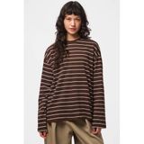 PIECES oversized gestreepte longsleeve - donkerbruin