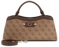 GUESS Lindsey 2 Compartment Satchel Handtas Schoudertas Latte Logo Lichtbruin