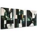 Set de tableaux sur toile abstraction géométrique vert foncé 3 x 80x120