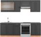 Vicco Fame-Line Unité de cuisine complète – 240 cm, WB Anthracite Anthracite Chêne rustique/doré Kraft