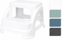Merkloos / Sans marque Koopman International Opstapkruk met 2 treden kunststof - Anti-slip - Stapelbaar - Wit