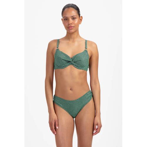 Beachlife niet-voorgevormde halter bikinitop met lurex en textuur groen