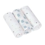 Lässig Swaddle & Burp Doek M GOTS (3 stuks) - Happy Fruits - Blauw
