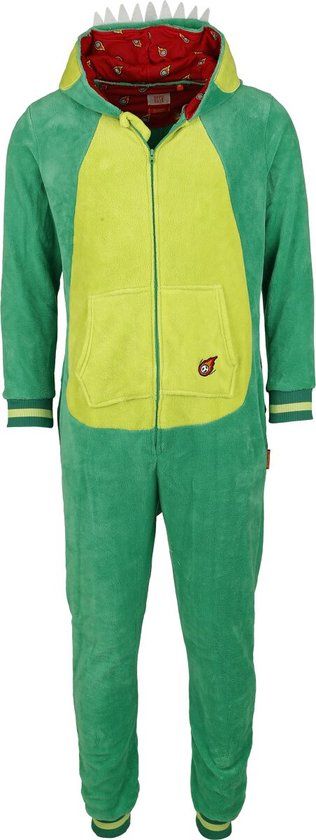 OppoSuits Dino Onesie - Unisex - Dinosaurus Fleece Jumpsuit - Carnavalskleding - Dieren Carnaval Pak Voor Dames & Heren - Groen - L