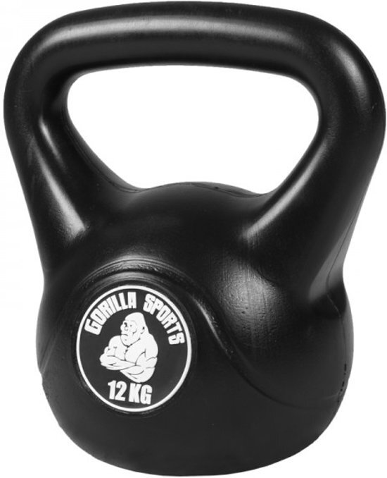 Gorilla Sports Kettlebell 12 kg zwart kunststof