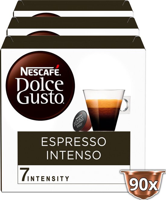 Nescafé Dolce Gusto capsules Espresso Intenso - voordeelverpakking - 90 koffiecups - geschikt voor 90 koppen koffie