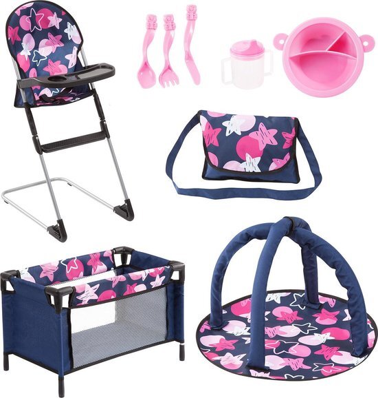 Bayer Design Reisbed set 9 in 1 blauw met hartjes