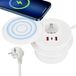 Prise encastrable avec USB C PD 20 W et 15 W sans fil - Ø 90 mm - Prise de table rétractable avec USB et couvercle