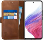Rosso Deluxe Echt Leer Book Case Hoesje Geschikt voor Samsung Galaxy A53 | Bruin