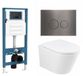 QeramiQ Dely Toiletset - inbouwreservoir Qeramiq Flush - 35mm zitting - metaal gunmetal bedieningsplaat - ronde knoppen - glans wit