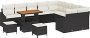 vidaXL Tuinbank Set 12-delig Zwart Polyrattan
