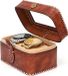 Tourbon Étui de voyage double en cuir pour montre, boîte d'affichage de bijoux, pochette à monnaie Marron OT727LE2 Cadeau d'affaires - Style rétro