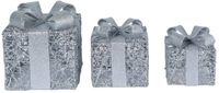 Decoris Ornament ijzer cadeau l15b15h17 cm zilver