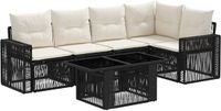 vidaXL Tuinset met 6 zitplaatsen, zwart en crème, van polyrotan