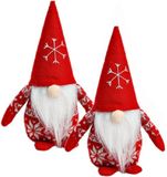 G. Wurm Gmbh + Co. Kg Set de 2x pièces peluche gnome/nain décoration poupées/peluches rouge 12 x 20 x 9 cm - Gnomes de Noël/nains de Noël/lutins de Noël
