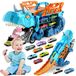 Dino Chariot de transport - 10 voitures de course - ABS plastique - Véhicules pour garçons 3-7 ans