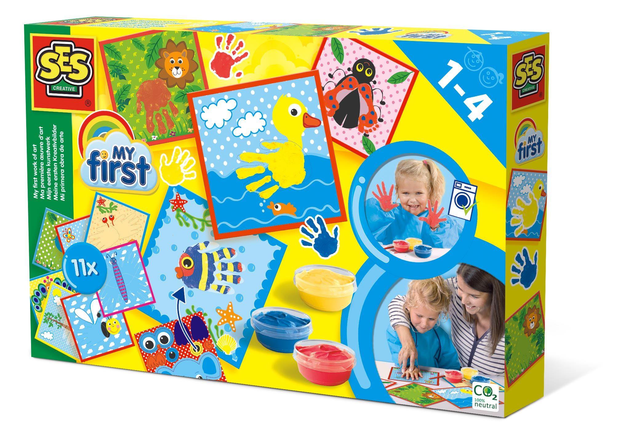 SES My First - Mijn eerste kunstwerk - Knutselset voor kinderen - 1-4 jaar - Inclusief verf, penseel en kaarten