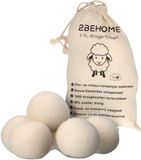 Merkloos / Sans marque 2BEHOME Drogerballen – XL 6 Stuks van 100% Nieuw-Zeelandse Schapenwol – Natuurlijke Wasverzachter voor Droogtrommel – Verkort Droogtijd, Vermindert Kreukels en Statische Lading – Herbruikbaar (Wit)
