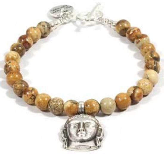 Heaven Eleven - dames armband - jaspis met sterling zilver buddha