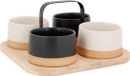 Cosy&Trendy Serveerplank bamboe - met 4x luxe schaaltjes - 24 x 23 cm