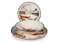 H&H 12-delige Silent Snow Kerst Steengoed Dinerset