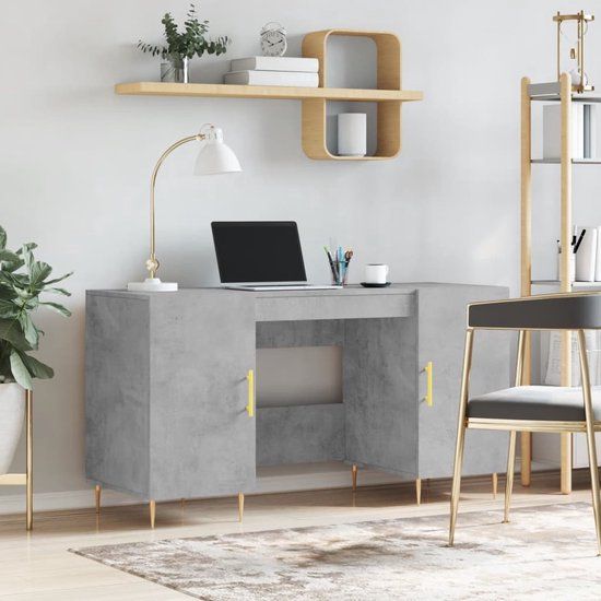 vidaXL Bureau 140x50x75 cm Betongrijs
