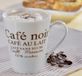 0 0 Esmeyer FAKT Koffiemokken set, 6 kopjes, 0,25 l, porselein, wit met bruine decoratieve print