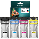 Evoke Compatible Ink for Epson T11P1 T11P2 T11P3 T11P4 XXL 4X CMYK: Black, Cyan, Magenta, Yellow 1520 ml Workforce Pro Em-C800R Em-C800Rdw; Ep-C800R Ep-C800Rdw