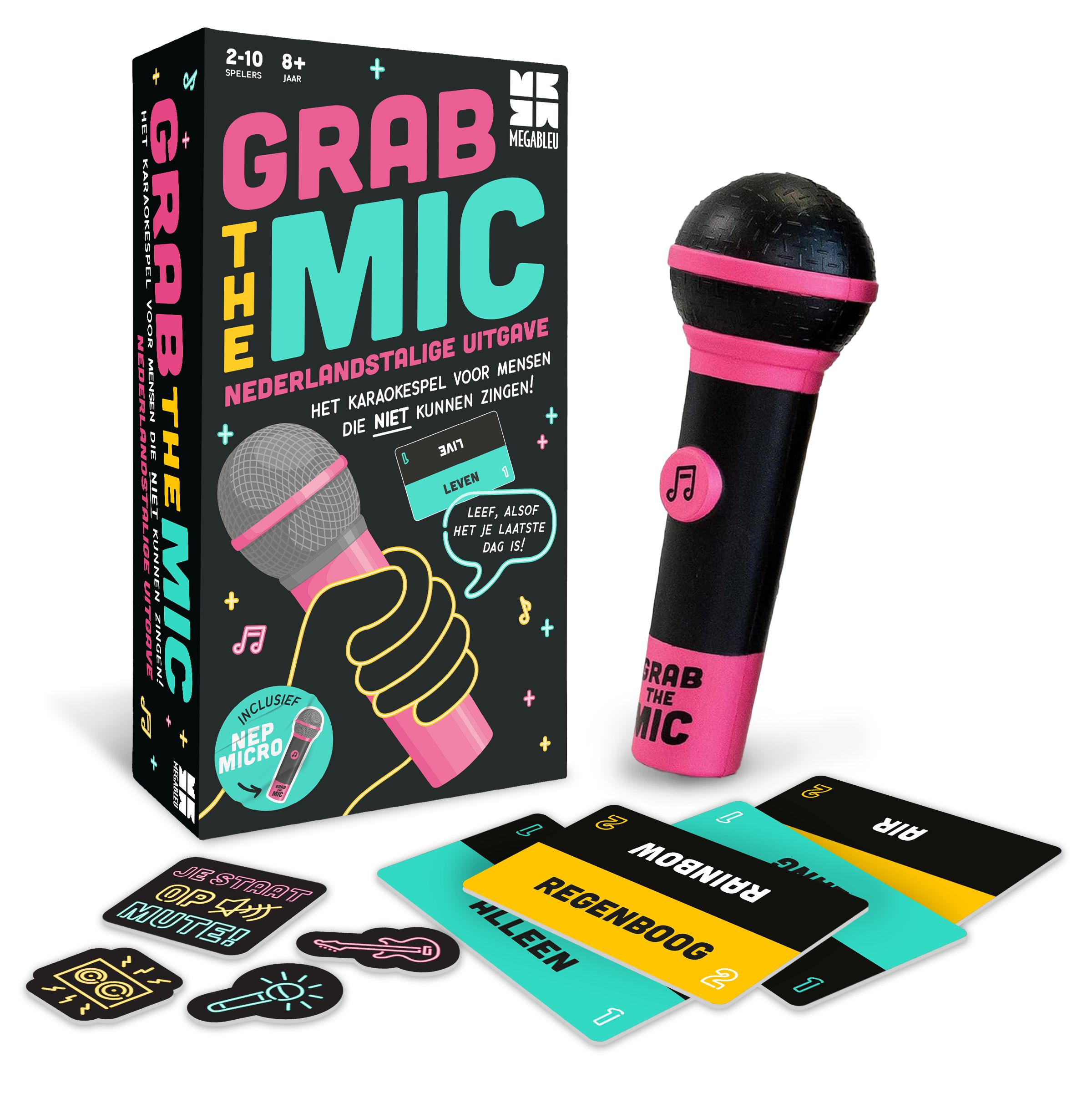 MEGABLEU Grab The Mic NL Bordspel | Party Game | 2-10 Players | 8+ Years