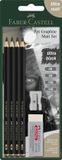 Faber-Castell Grafietpotloden Set - Pitt Mat - 4 stuks 2B-6B-10B-14B met toebehoren