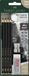 Faber-Castell Grafietpotloden Set - Pitt Mat - 4 stuks 2B-6B-10B-14B met toebehoren